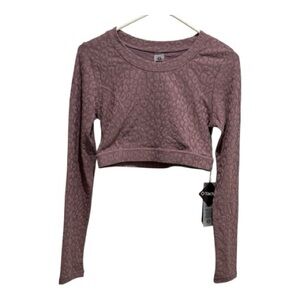 Mono B Dusty Pink Leopard Print Athletic Crop Top Medium